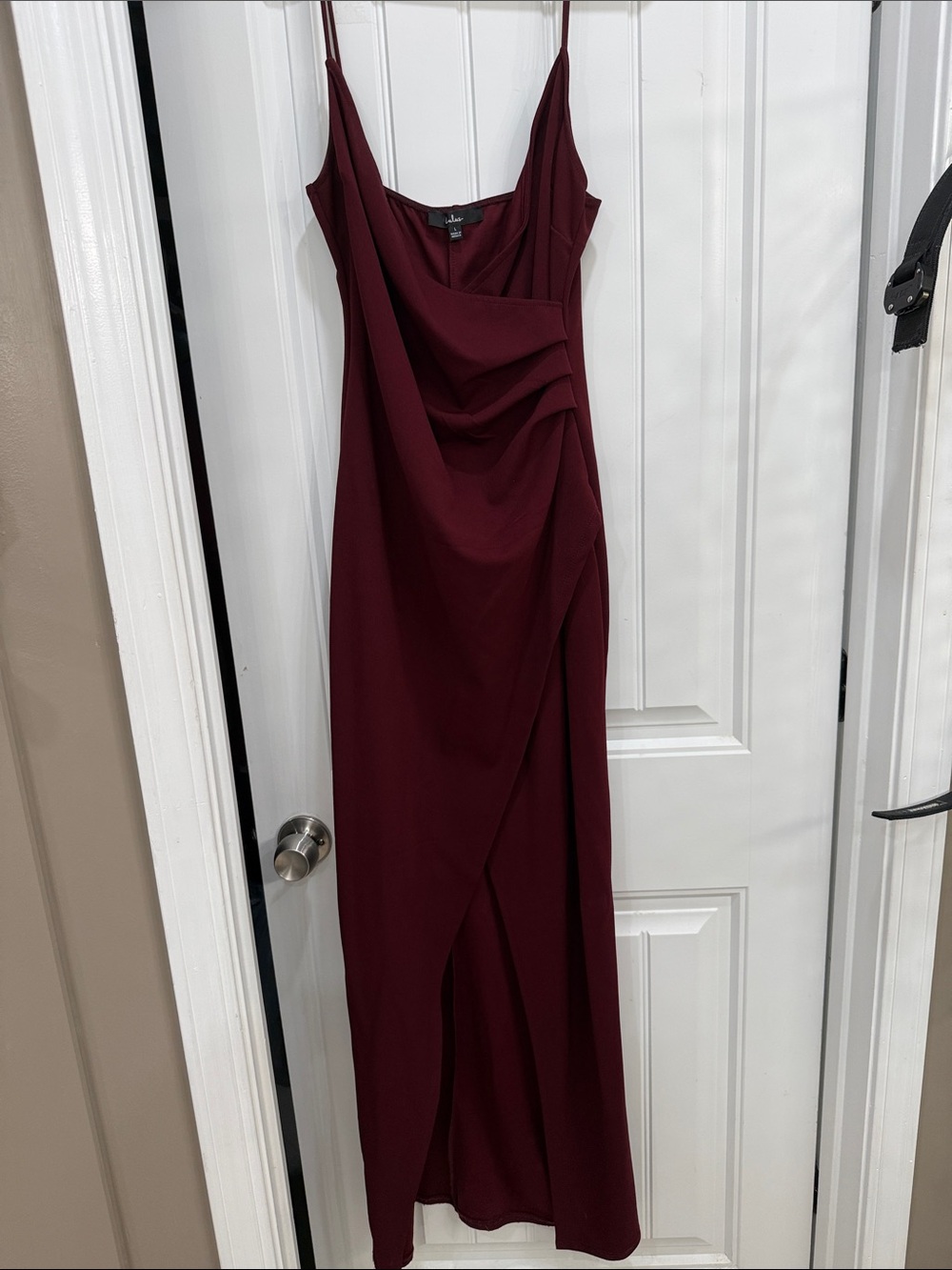 Lulu's Wine Draped Slip Maxi Dress